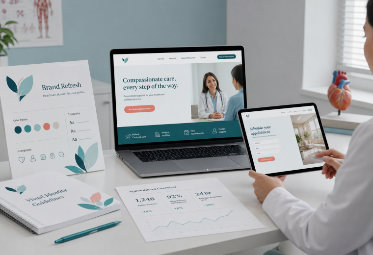 Healthcare landing page and brand presentation for a local SEO case study.